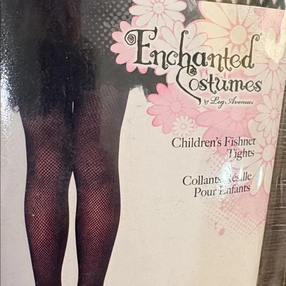 NWT [Enchanted Costumes] Black Fishnet Tights Stockings Nylons Kids S M or XL - Picture 4 of 6